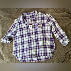 Ug Apparel Plaid Button Up Collegiate LSU (2X)